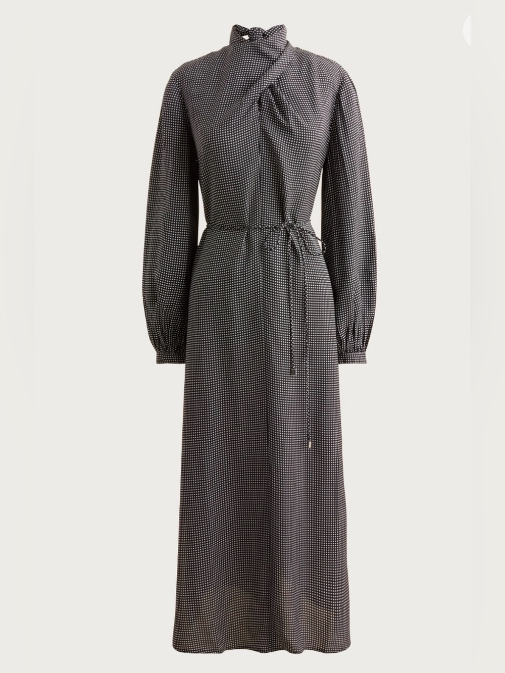 J. Crew Black and White Polka Dot Long Sleeve Maxi Dress